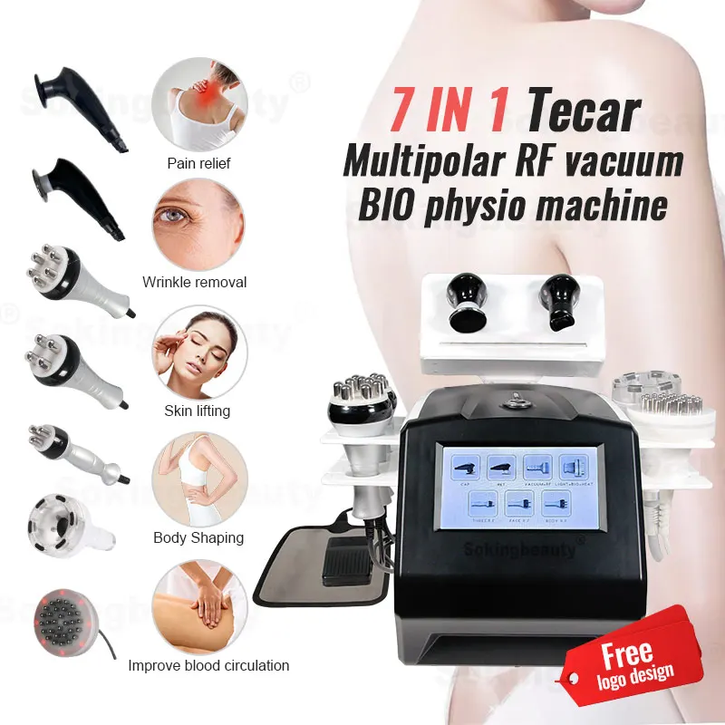 7 in 1 CAT RET Multipolar RF Vacuum BIO Physiotherapy Tecar Therapy Machine