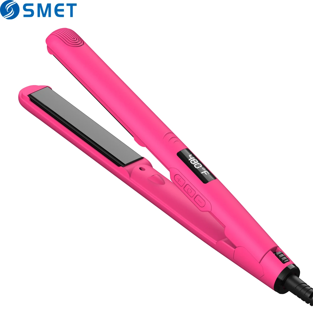 Профессиональный плоский утюжок для волос с нанотитановым покрытием, модный плоский утюжок с контролем температуры 480f и ЖК-дисплеем