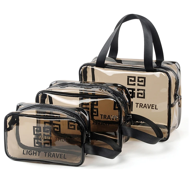 Amich JD02 Custom LOGO Large Capacity Transparent PVC Makeup Bag Travel Waterproof Makeup Organizer Bag