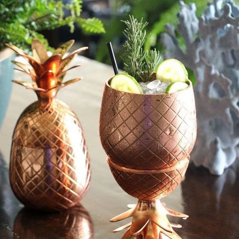 BORGE Customized 500ml Hammered Russian Moscow Mule Mug Pineapple Drinking Cups With Lid