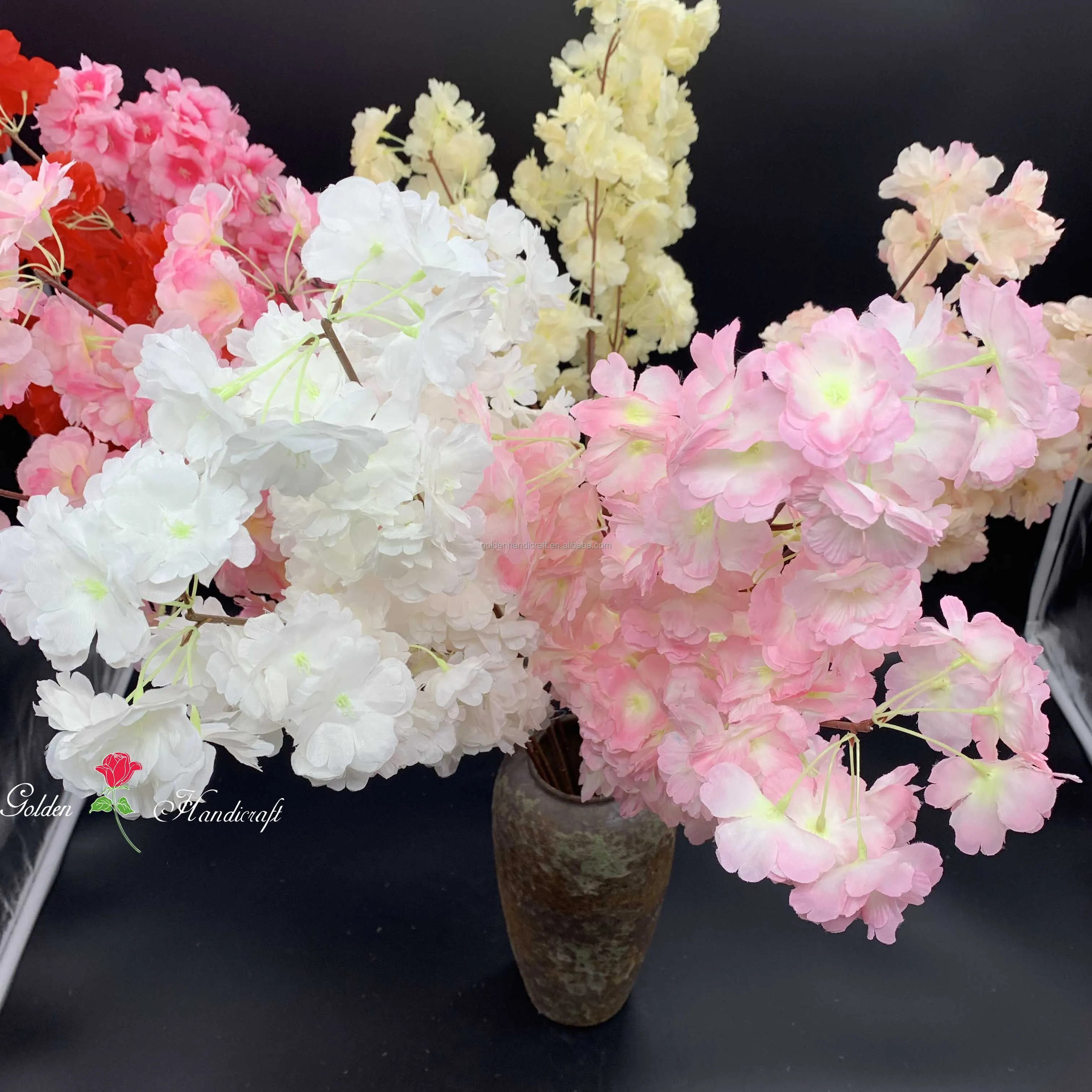 Qslhsy0319 Wholesale Artificial Flower Cherry Blossom Flower Leaves