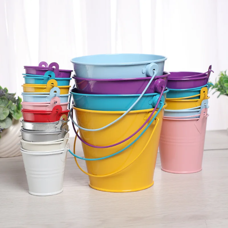 New Arrival Mini Tin Bucket for Plant Flower Pot Metal Bucket for Plant Flower Pot Egg Hunt Solid Small Easter Basket