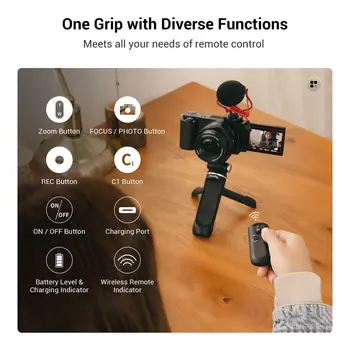 SmallRig Extendable Remote Wireless Camera Shooting Grip Vlogging Tripod Selfie Stick for Sony Canon Photo/Video/Zoom YouTube detail image