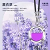 (Lavande) Pendentif diffuseur de parfum rond à deux trous en verre allié