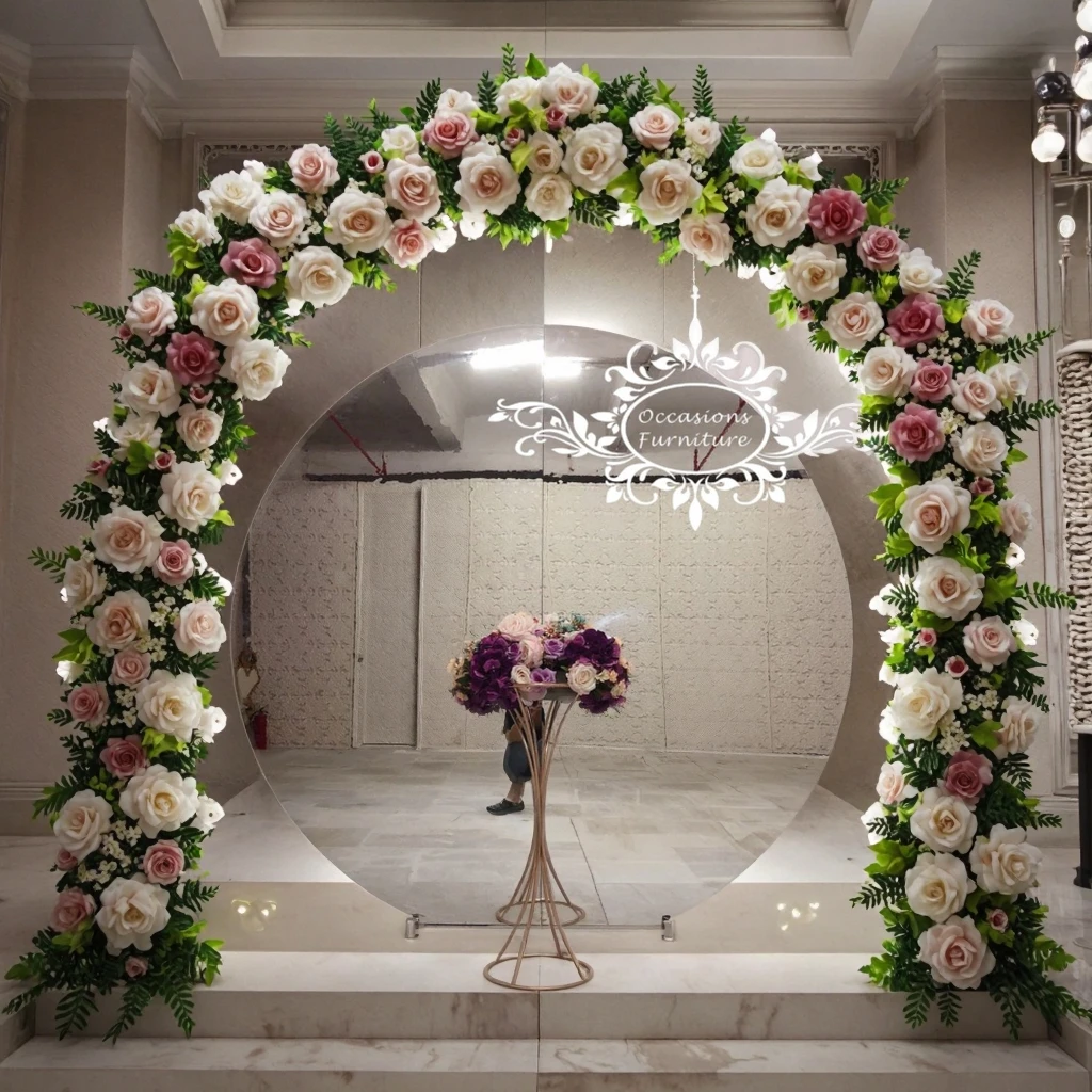 Modern Classic Simple Silver Acrylic Round Board Backdrop for Wedding Decorations Wall Acrylic Backdrop