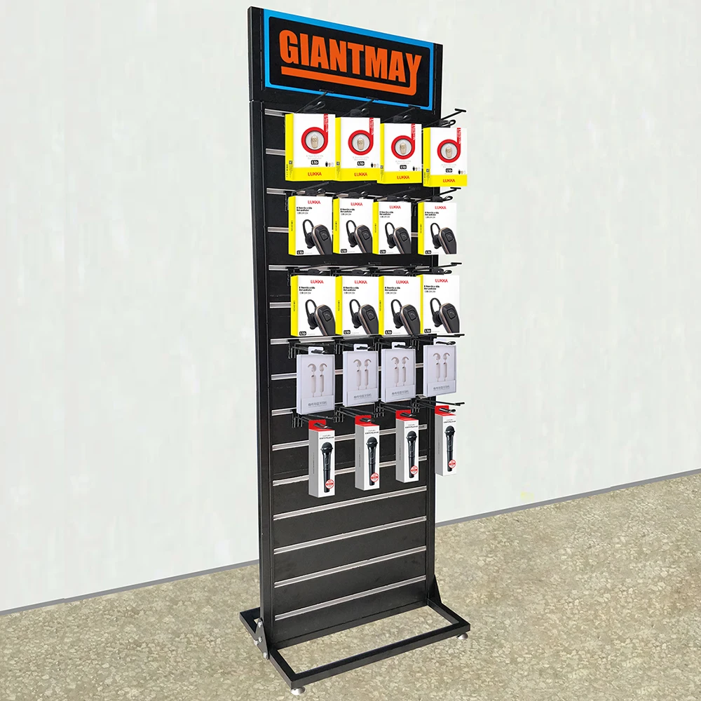 High Quality Metal Cell Phone Case Shop Slatwall Rack for Retail Store Shelve Mobile Accessories Display Stand