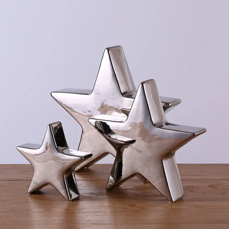 Source Christmas gift silver star ceramic star ornament for christmas