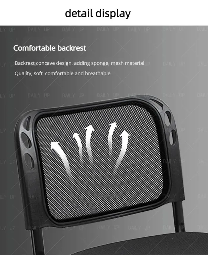 Stackable Upholstered Mesh Office Chair Ergonomic Padded Conference Chair With Breathable Backrest Thickened Sponge Cushion