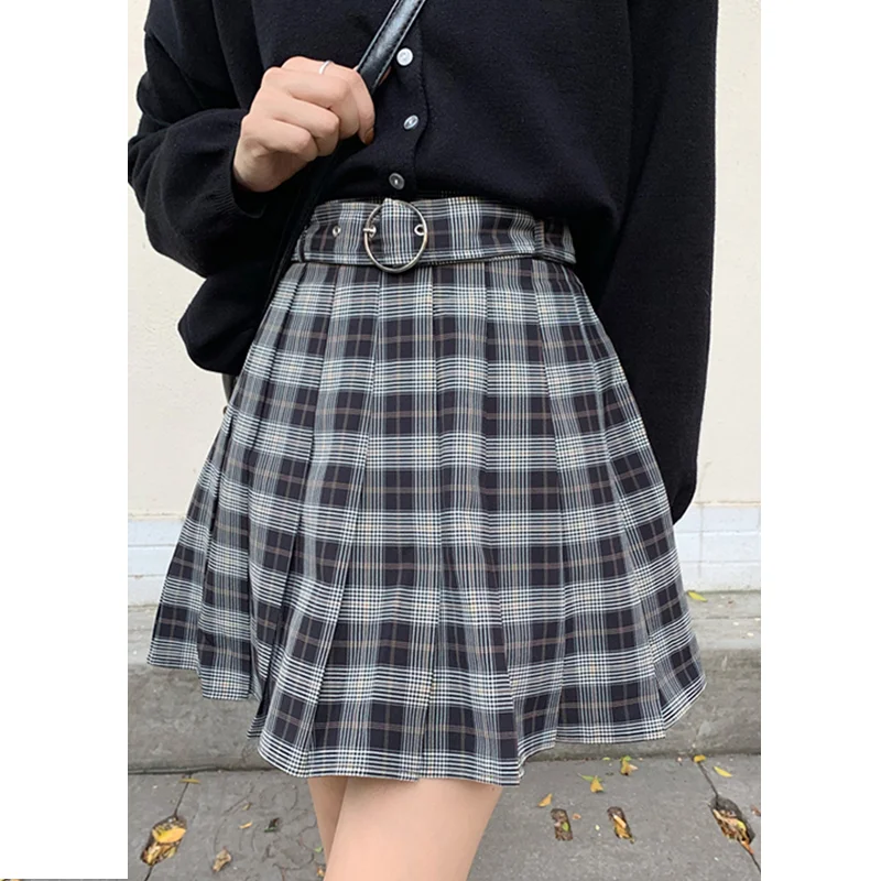 
 Мини-юбка женская в стиле Харадзюку, модная короткая Готическая мини-юбка в стиле «гранж», с завышенной талией, в стиле «Лолита», Осень-зима  