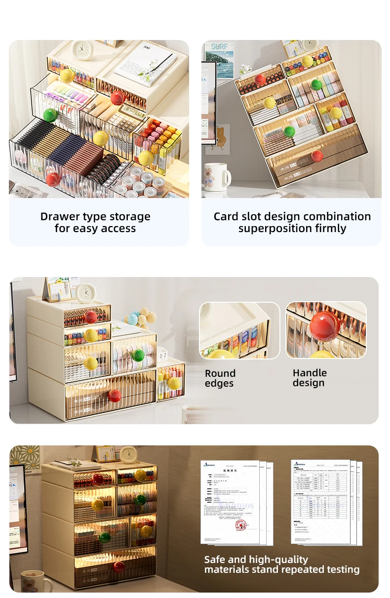 Wannuo Transparent Door Freely Stackable Desktop Drawers Stylish Clown Nose Storage Drawer Plastic Storage Drawer manufacture