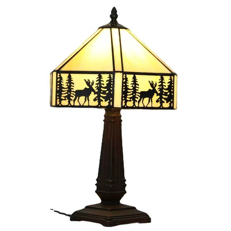 Modern Creative LED Glass Read Desk Light Decor for Home Study Bedside  Tiffany Square Table Lamp