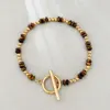 Pulsera de cuentas de ábaco de ojo de tigre amarillo natural dorado