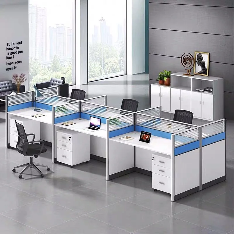 Modern Cheap Modular Aluminum Partition 6 Seater Office Workstation Cubicle