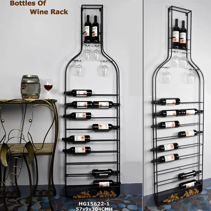 Large Black Metal Bottle Shape Wine Rack Storage Organizer Wine Rack With Cork Holder Buy