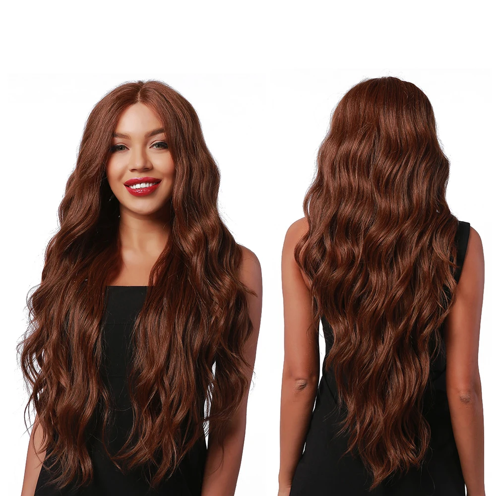Synthetic Wigs with a Lace Front Long Brown Body Wave