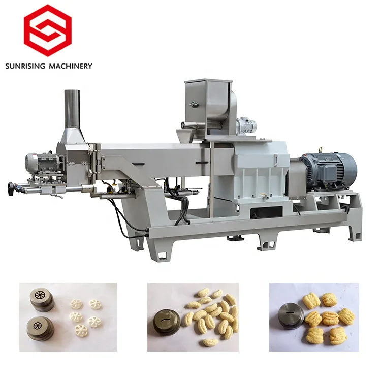 Automatic Double Screw Extruder Full Production Line Puffing Cheese Ball Puffed Corn Snacks Making Machine for Food Industry Gas