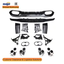 GUGO Upgrade Rear Diffuser Exhaust Tips for Mercedes-Benz 2019-on W177 A-Class to 2020 A45 Model 2021-2022 Years Hatchback Sedan