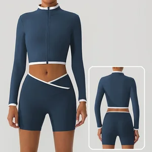 Roregal Wholesale Customized Women's High Quality Yoga Jacket Stand Collar Zipper Running Long Sleeved Top for Women