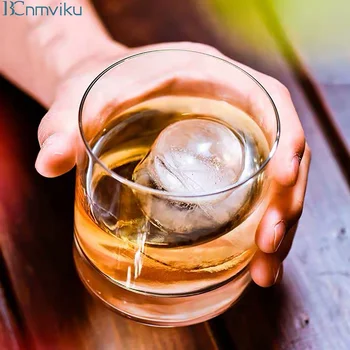 BCnmviku Round Whisky Glass Creative Whisky Glass Cups Whiskey Tumbler Glass With Logo Home Bar Drinkware