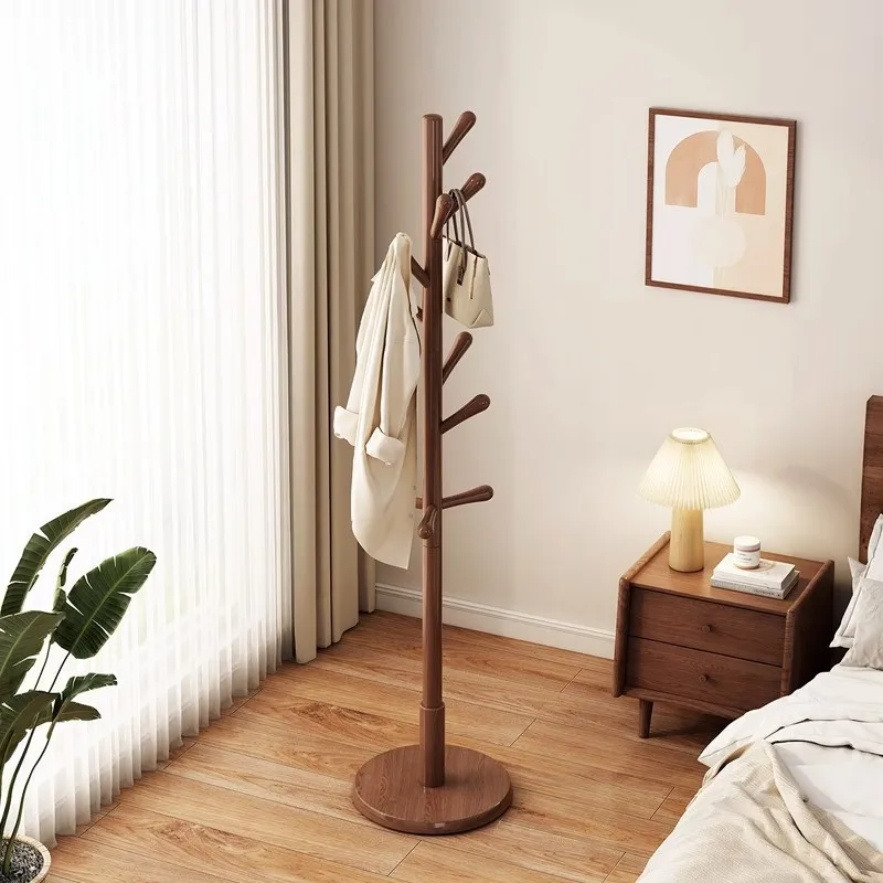 Solid Wood Floor-Standing Coat Rack for Living Room Bedroom