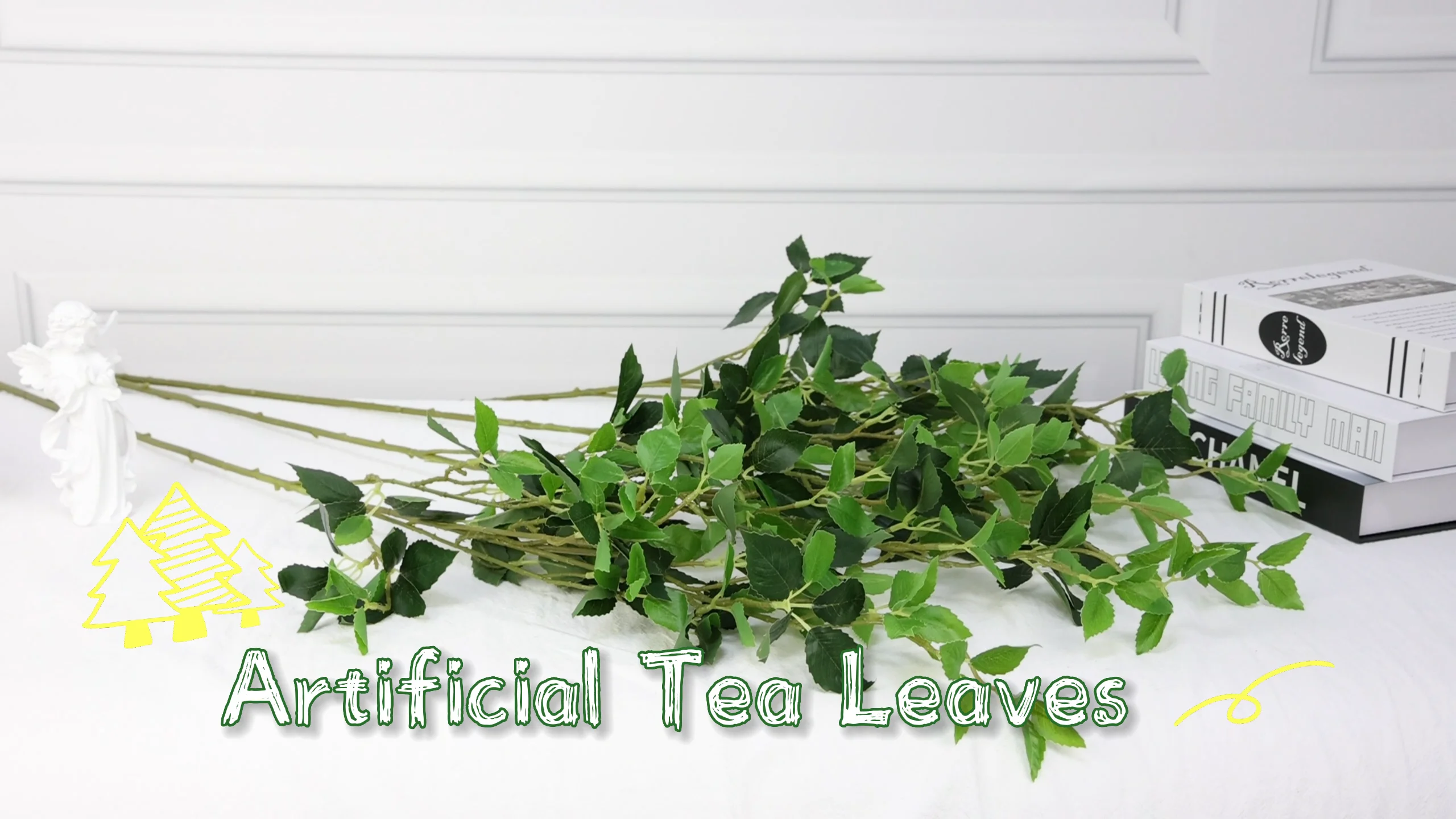 High End Artificial Tea Leaves Real Touch Long Stem Greenery For