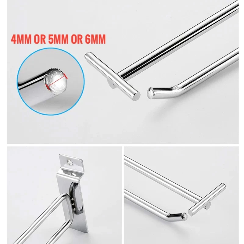 Fixture Displays 6 Inches Slatwall Scanner Hook Euro Hook with Price Tag Metal Plastic Tag Price Tag MDF Board Slatwall Hooks