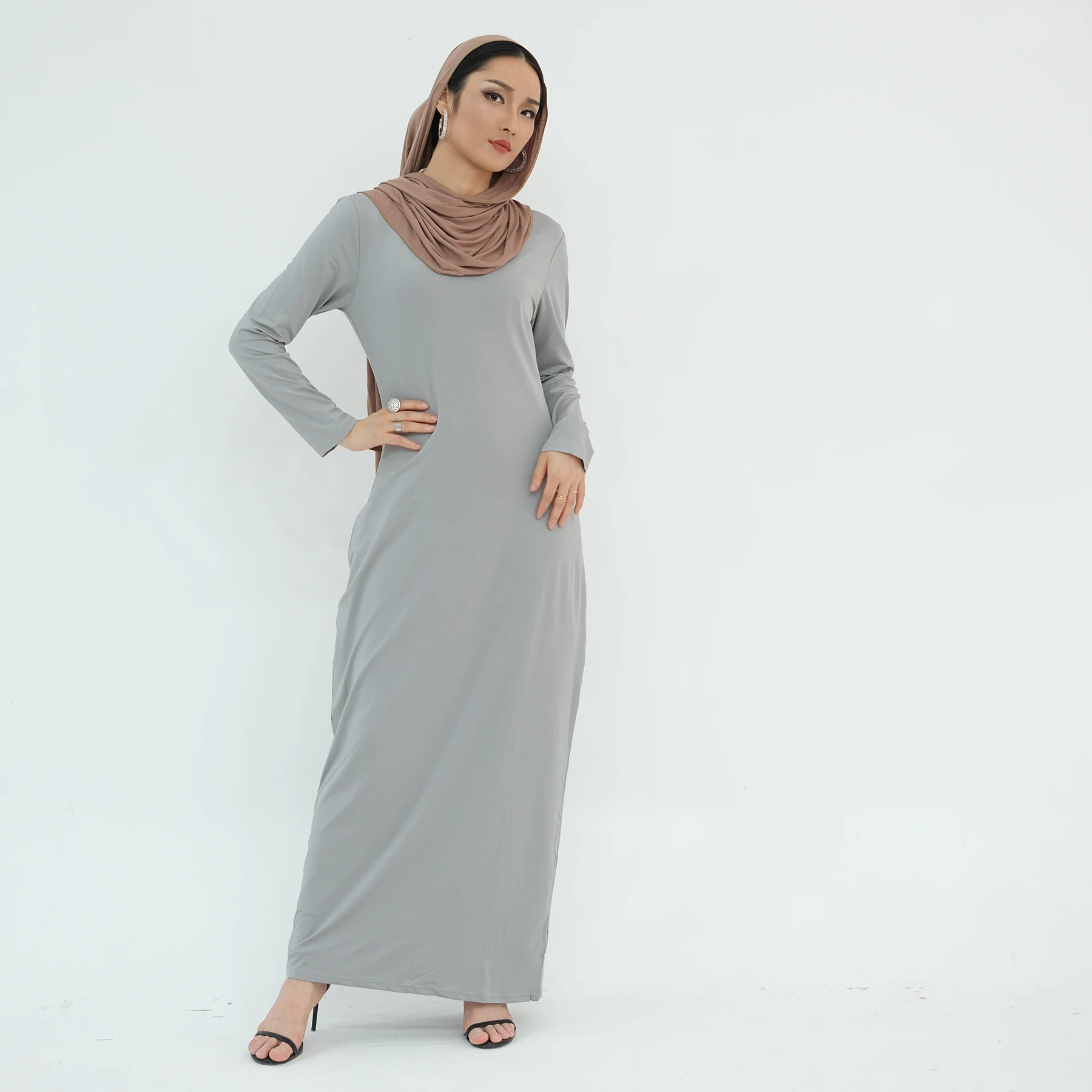 Loriya Fashion Women Soft Stretchy Islamic Clothing Bottom Dress Ladies Abaya Inner Dress Abaya Women Muslim Dress