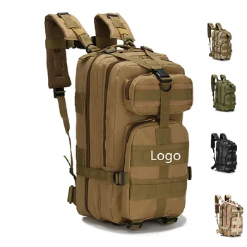 Small 25L Camping 3P Black Camouflage Sport 600D Waterproof Oxford Molle Army Military Tactical Backpack with Adjustable Strap
