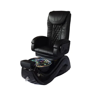 Luxury black nail salon furniture manicure and pedicure massage chairs with foot spa for salon