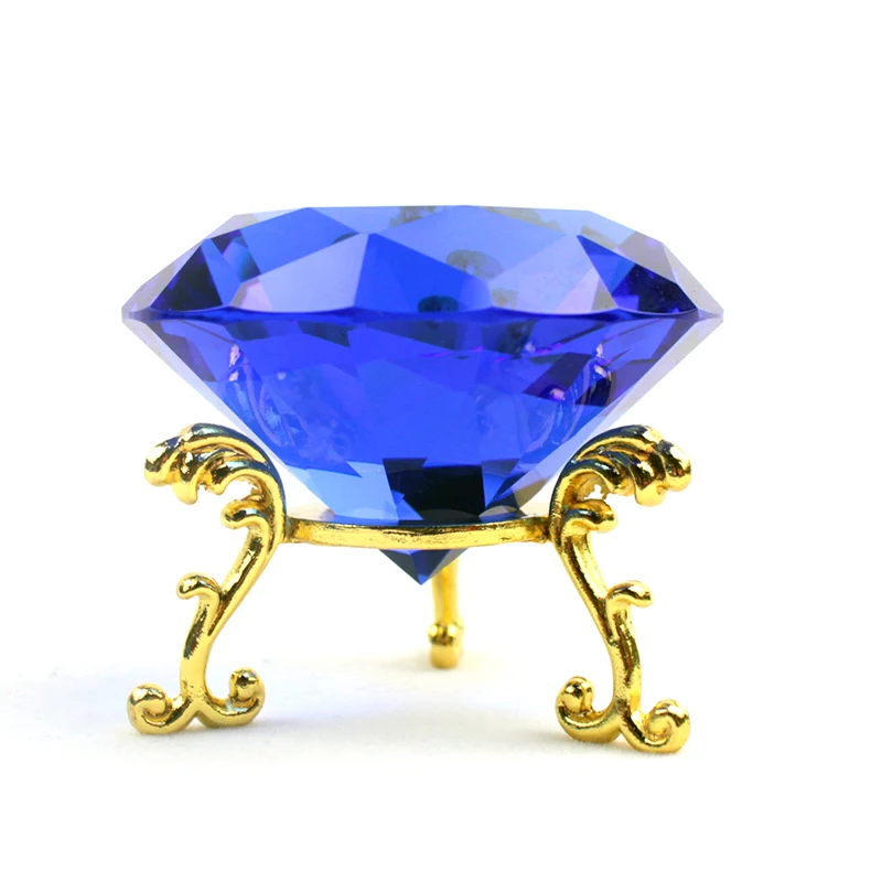 Wholesale 60MM Machine Cut Crystal Diamond Glass Fake Diamond Gemstone With Stand for Party Home Decoration