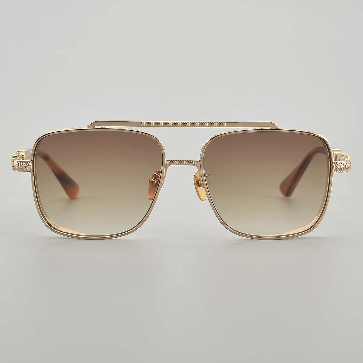 Premium High-End Titanium Sports Sunglasses Luxury Brand Pilot Sun Glasses  Unisex Gold Tea Frame Colors Fashionable Sunglasses