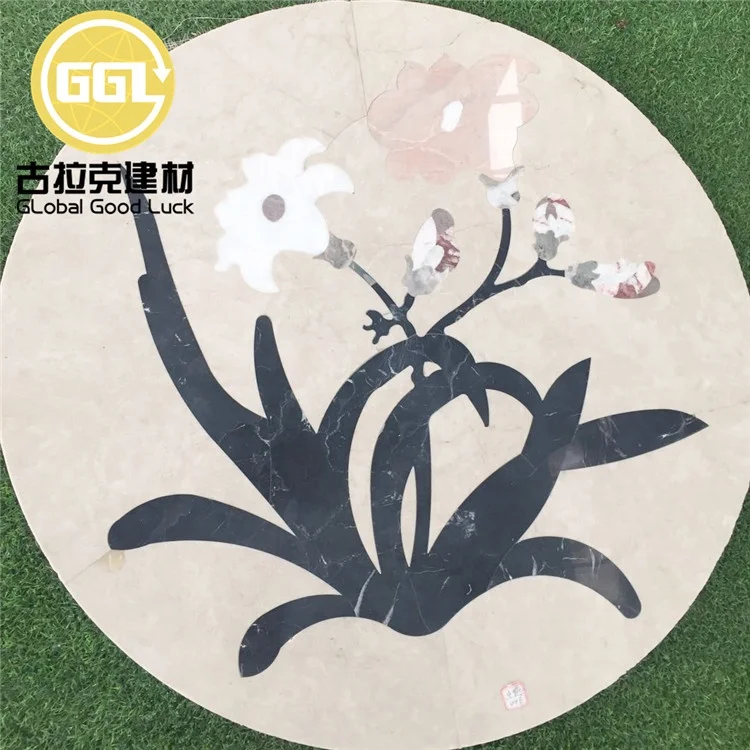 modern design marble stone villa goodluck round waterjet medallion tile