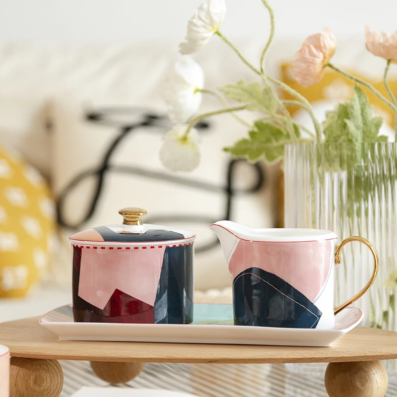 Bone china tea set with flower design teapot with warmer