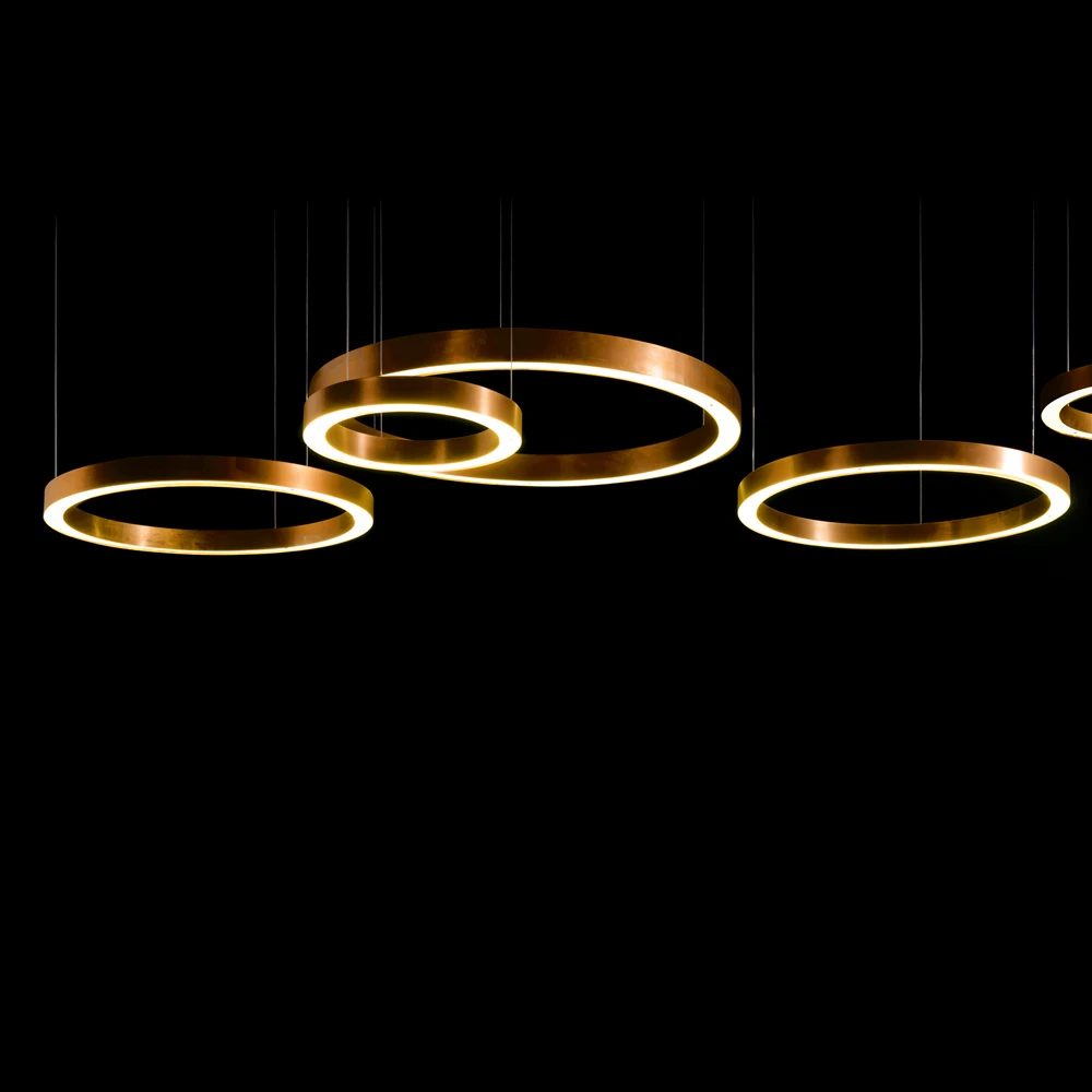 modern led circle gold hanging brass contemporary pendant