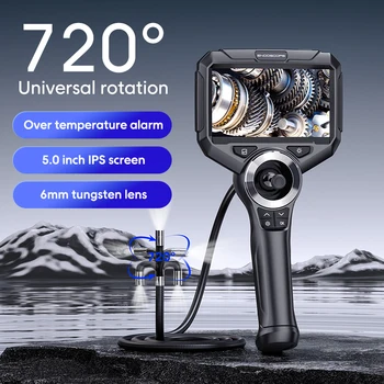 LAFOCH Articulating Borescope, 6mm Lens IP67 Waterproof 720 Degree Steering Probe, HD 1080P Inspection Camera with Light