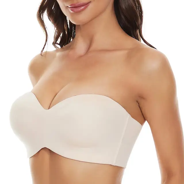 Plus Size Invisible Lifting Bra Underwire Adhesive Remove Straps Unpadded Cup Soft Push Up Bras Strapless Bras For Women