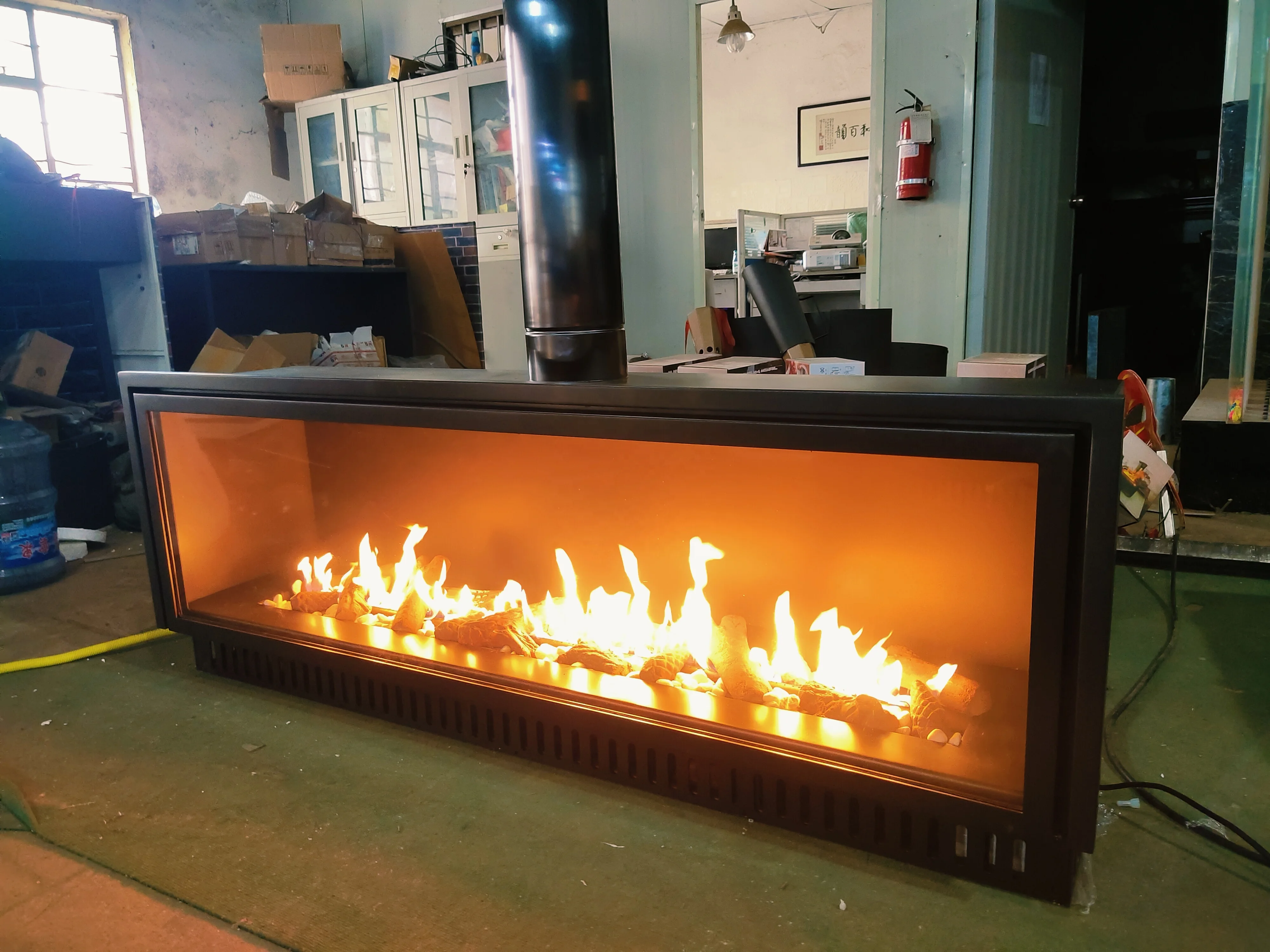 Customized Any Size Cheap Household Gas Fireplace Two-Sided Gas Fireplace Vented Remote Control Rectangle Gas Fireplace