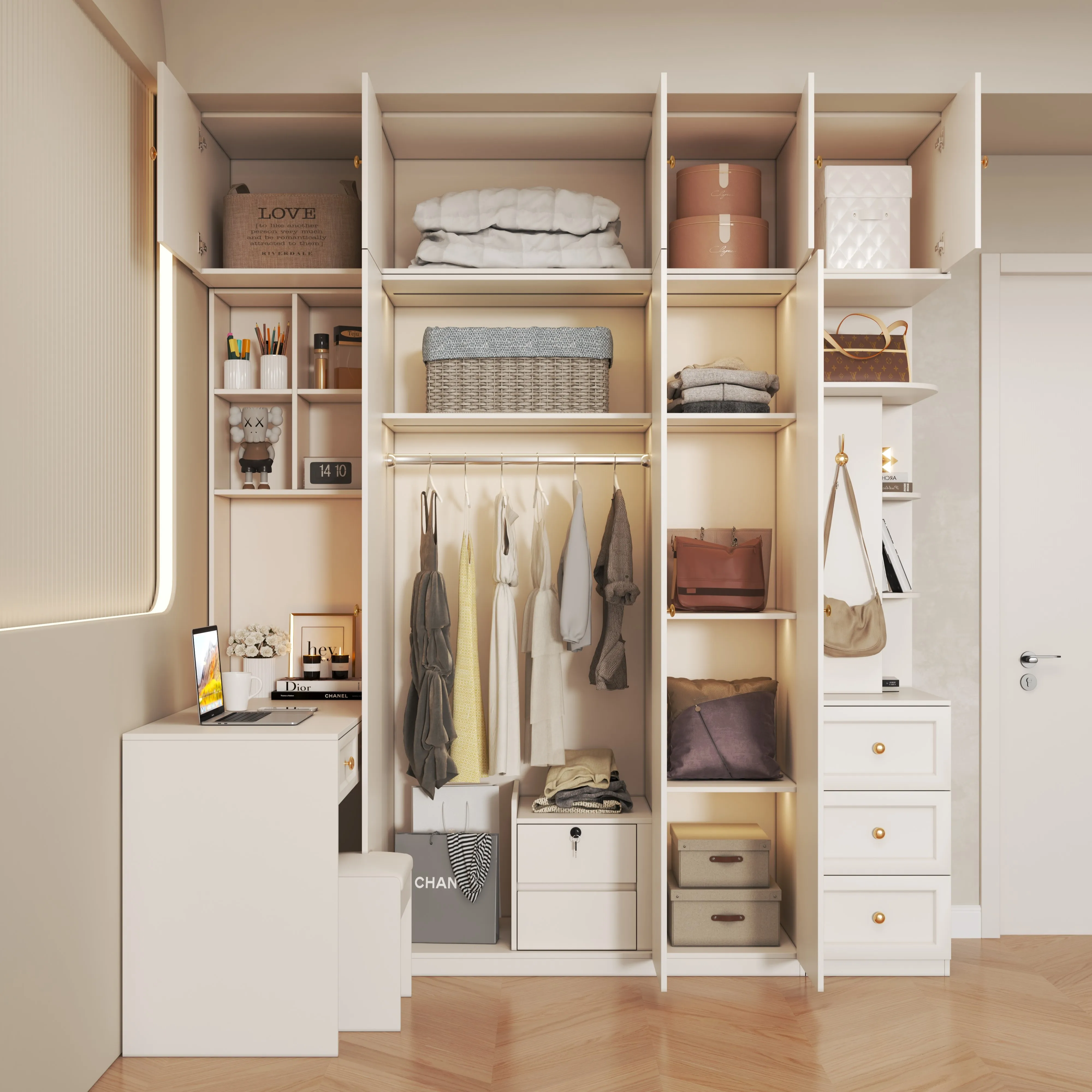 Elegant Sliding Door Wardrobe Dressing Table Design Wardrobe Luxury