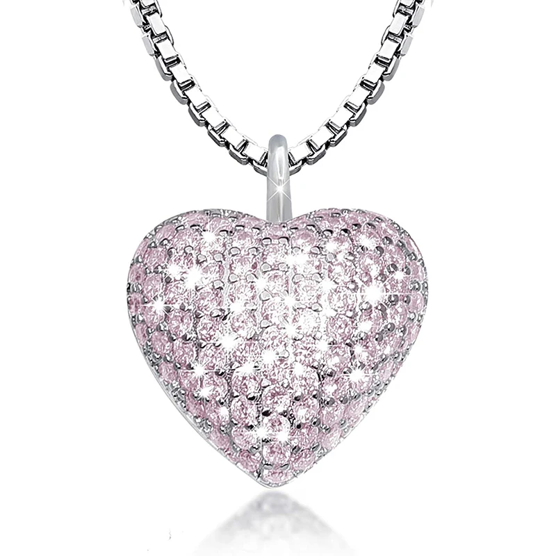 Fashion Cremation Necklace Heart Urn Pendant with CZ for Pet Dog Cat Human Ashes Keepsake Memorial Jewelry Gift for Women Men