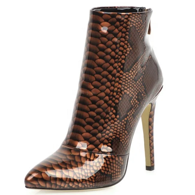 闪亮的专利蛇皮女性踝靴高跟鞋女靴高跟鞋礼服派对美国尺寸13 短筒靴 Buy 女鞋 冬季礼服靴子 高跟鞋短筒靴product On Alibaba Com