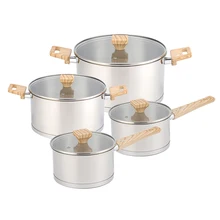 Factory 8 PCS Cooking Pots and Pans Sauce Pan Stock Pot Casserole Non Stick Stainless Steel Cookware Set