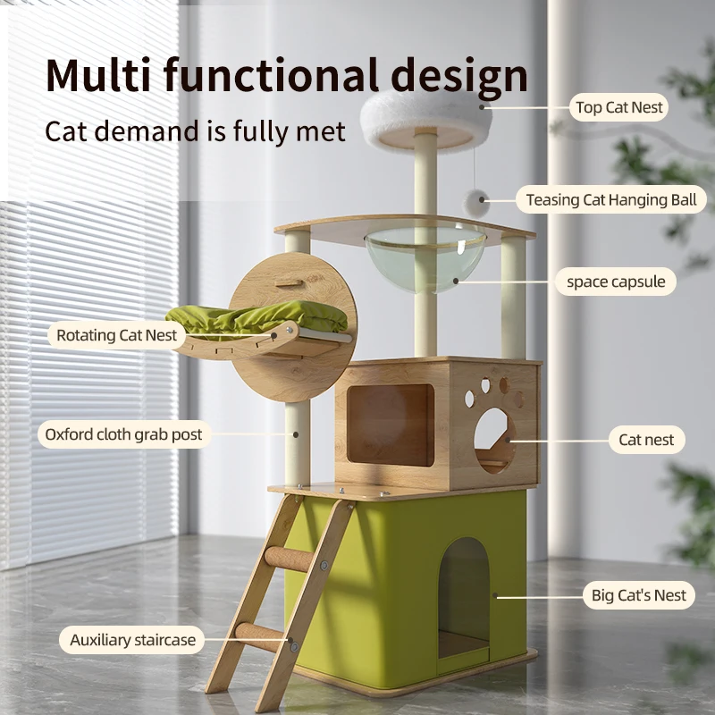 Yueshang New Design Arrived Scraper Tree for Cats Luxurious Kratzbaum Cat Tree Playing Cat Tree with Hammock