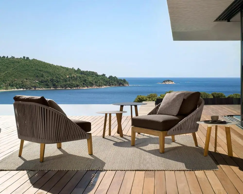 Factory Company Teak Wood Sofa Set Outdoor Garden Furniture Roof Top Patio Sofa Furniture Design