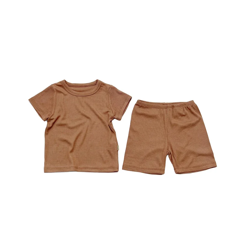 Juego de ropa de bebé de dos piezas Ropa Ropa unisex para niños Conjuntos Juego de ropa de cama pura para bebés Juego de ropa de cama Ropa de bebé Pantalones cortos y parte superior 
