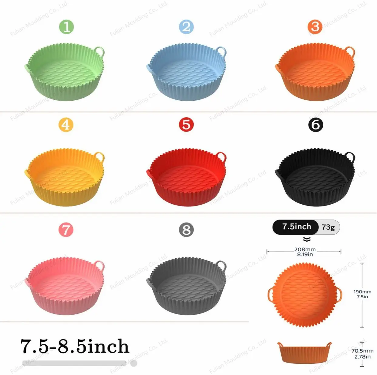 Силиконовые вкладыши для фритюрницы, антипригарный круглый лоток, многоразовый безопасный для пищевых продуктов, силиконовый горшок для фритюрницы