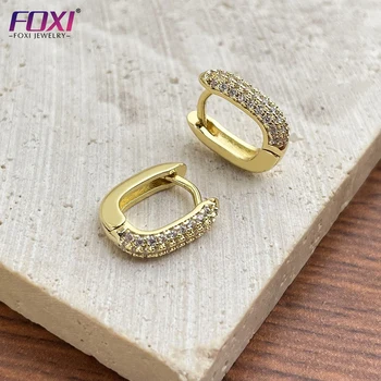 Orecchini A Cerchio Pendenti Huggie Per Donna – Placcati Oro/argento, Con Cristallo Zirconia Cubica, Ipoallergenici, Design Milano-Parigi