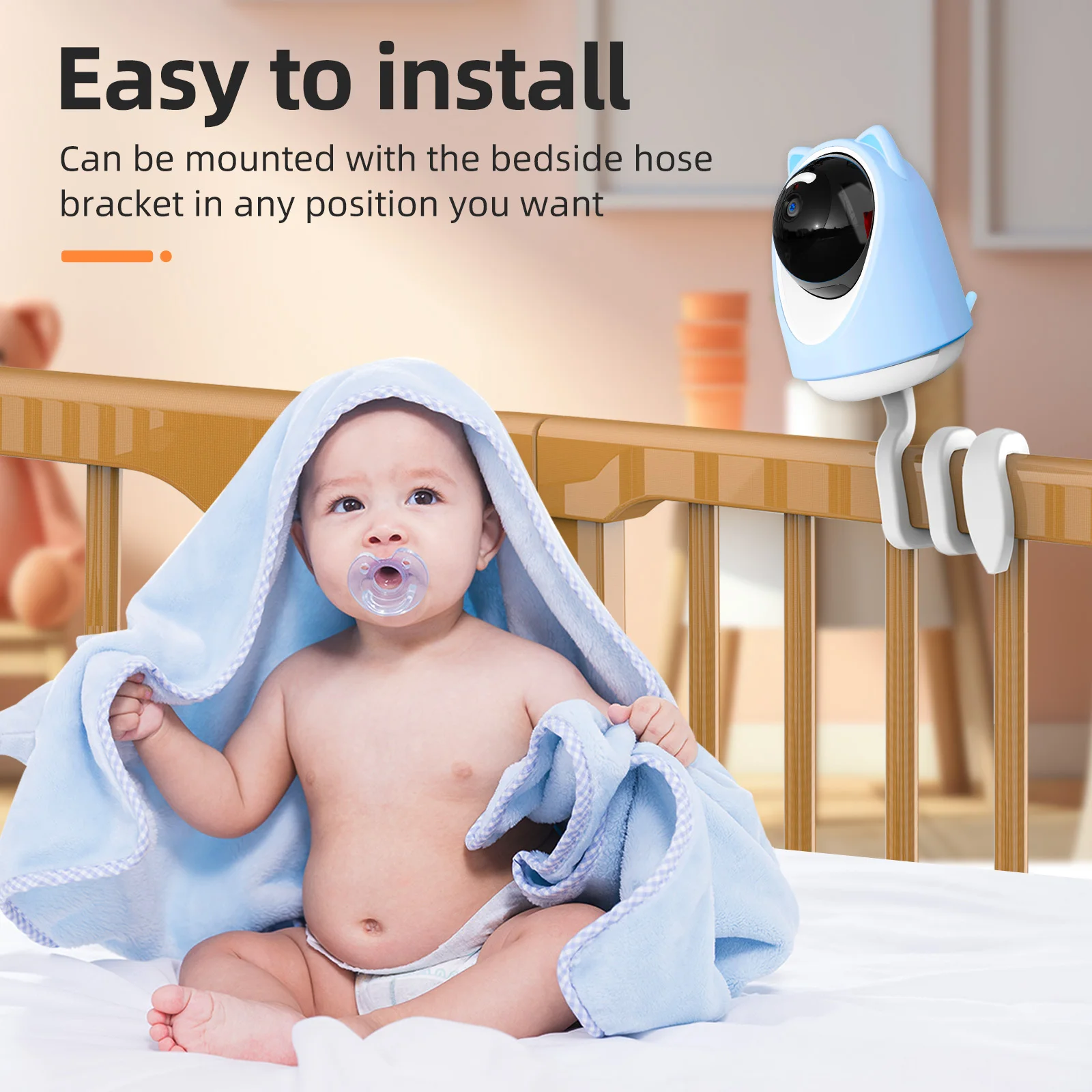 3MP Smart  Camera with Night Vision Temperature  Detection Lullaby Playback Feature Smart Baby Monitor Camera