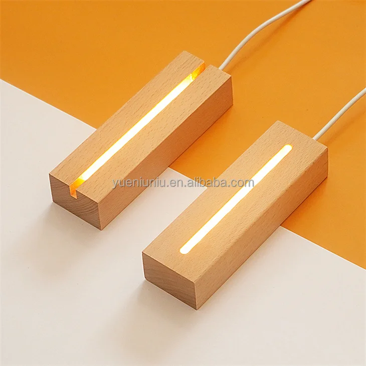 Wholesale Solid Wood Led Display Night Light Base Holder Stand 3d Led