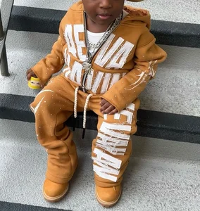 Unisex Custom Clothing Set Oversized Cotton Joggers with Hoodie and Sweatpants Printed Pattern for Boys