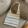 Beige blue striped